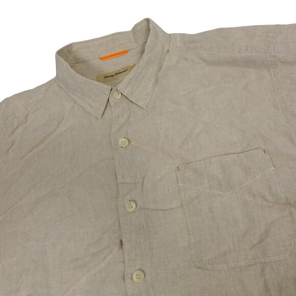 Tommy Bahama Mens Beige Linen Button Up Long Sleeve Tropical Shirt XL - Picture 1 of 6
